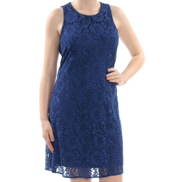 💙 Tommy Hilfiger Women’s Blue Lace Shift Dress Size 2 NWT - Picture 1 of 10